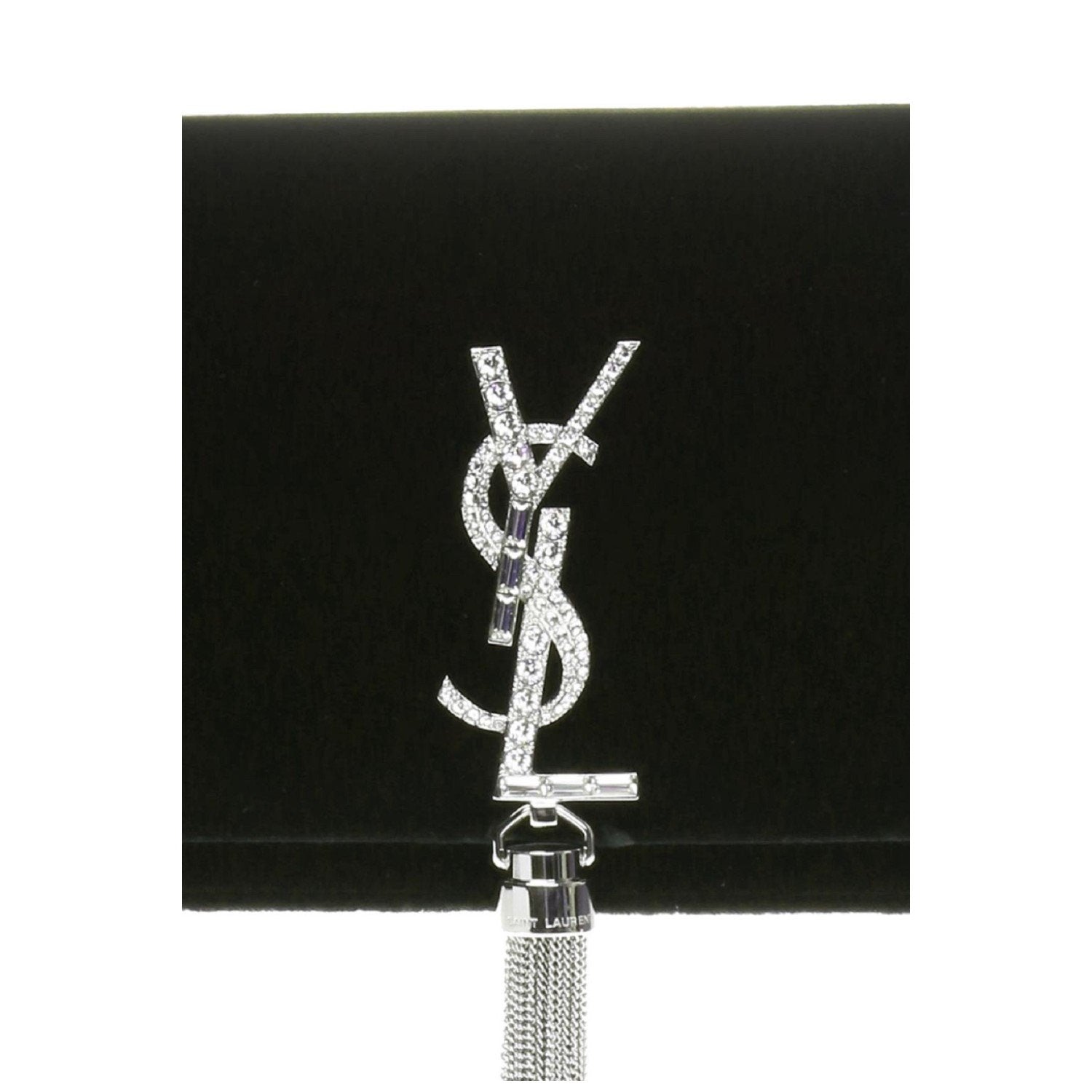 Saint Laurent Monogram Kate Tassel Crystal Green Velvet Cross Body 491521