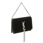 Saint Laurent Monogram Kate Tassel Crystal Green Velvet Cross Body 491521
