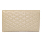 Saint Laurent Sade Logo Beige Leather Quilted Pouch Clutch Bag 636533