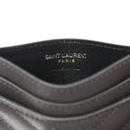 Saint Laurent Storm Grey Grain De Poudre Monogram Card Holder 423294