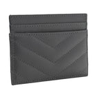 Saint Laurent Storm Grey Grain De Poudre Monogram Card Holder 423294