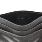 Saint Laurent Storm Grey Grain De Poudre Monogram Card Holder 423294