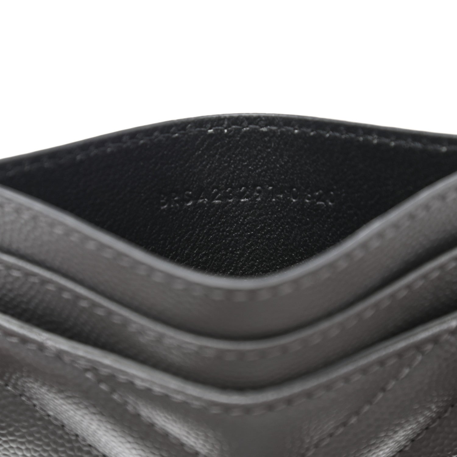 Saint Laurent Storm Grey Grain De Poudre Monogram Card Holder 423294
