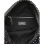 Saint Laurent Teddy Black Canvas Palm Drawstring Backpack 553919