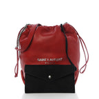 Saint Laurent Teddy Red Lambskin Leather Drawstring Bucket Bag 538447