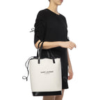 Saint Laurent Teddy White Coated Linen Drawstring Bucket Bag 551595