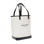 Saint Laurent Teddy White Coated Linen Drawstring Bucket Bag 551595