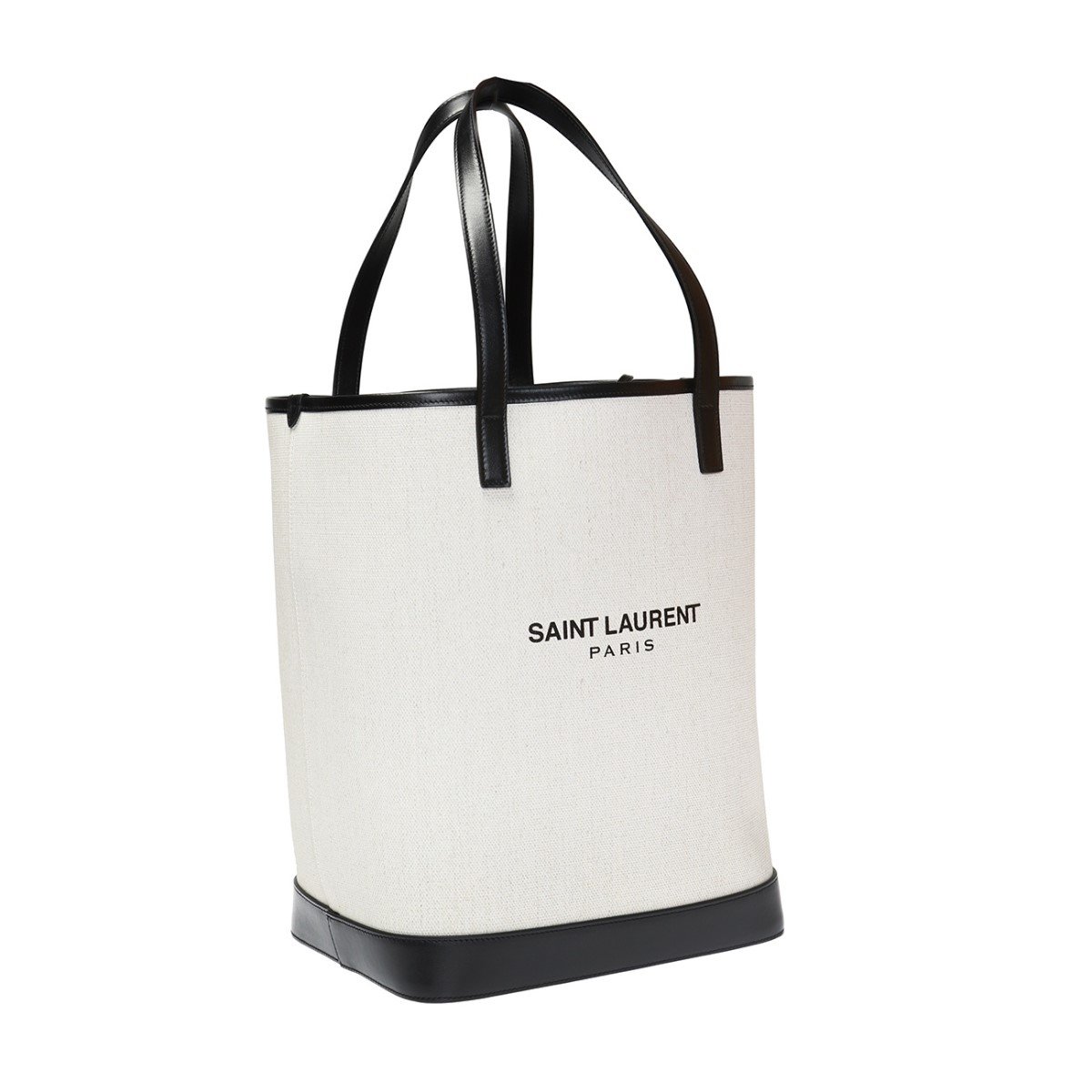 Saint Laurent Teddy White Coated Linen Drawstring Bucket Bag 551595