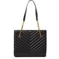 Saint Laurent Tribeca Grain de Poudre Black Quilted Chain Tote 568864