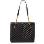Saint Laurent Tribeca Grain de Poudre Black Quilted Chain Tote 568864