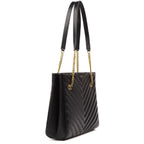 Saint Laurent Tribeca Grain de Poudre Black Quilted Chain Tote 568864