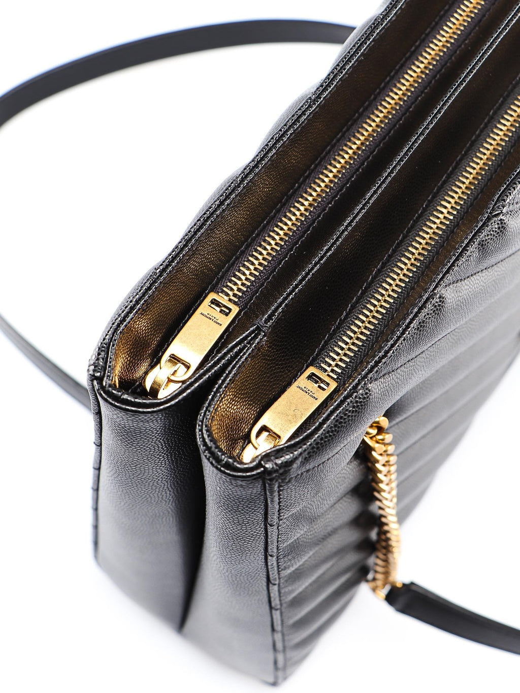 Saint Laurent Tribeca Grain de Poudre Black Quilted Chain Tote 568864