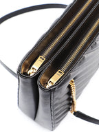 Saint Laurent Tribeca Grain de Poudre Black Quilted Chain Tote 568864