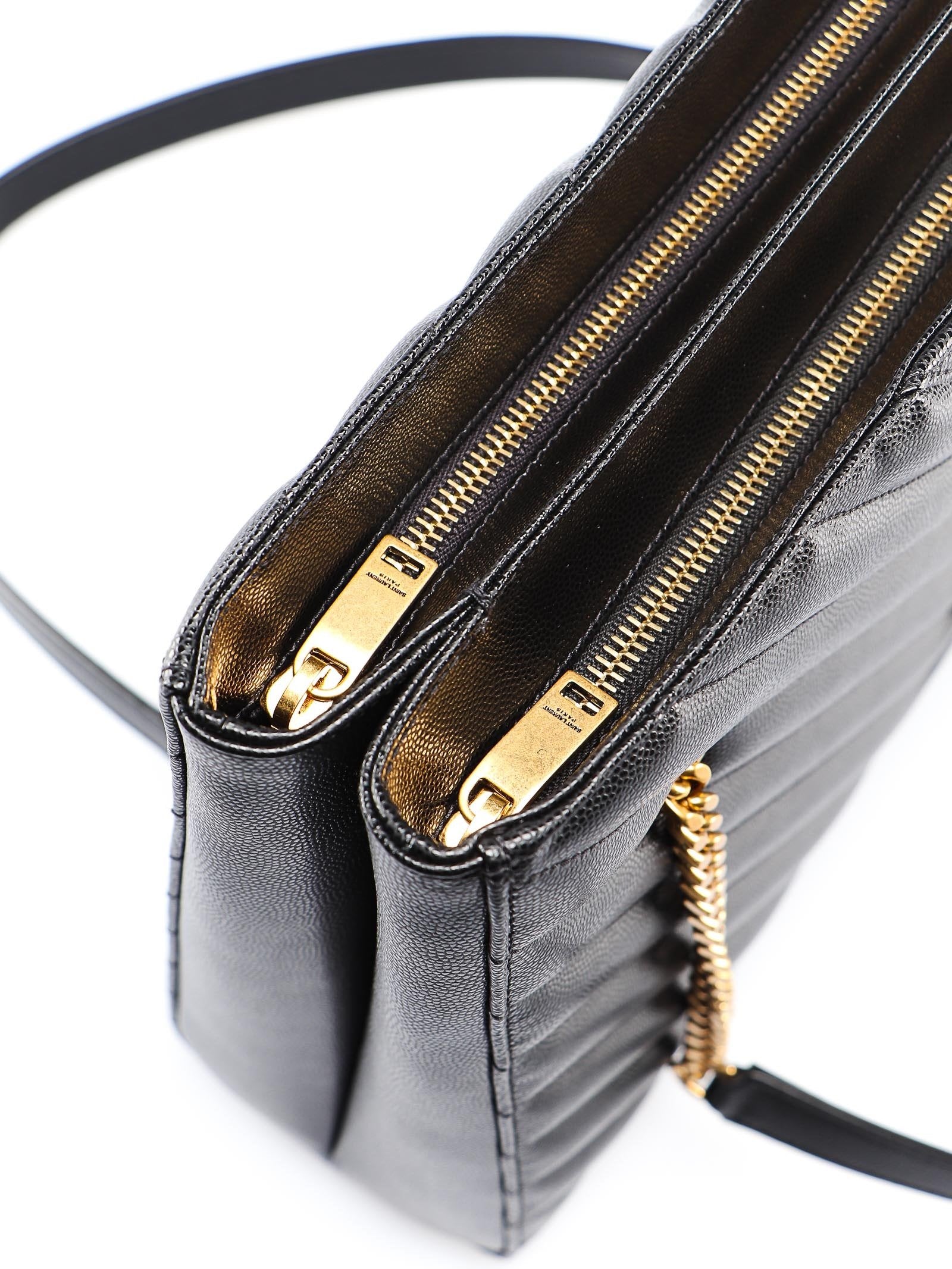 Saint Laurent Tribeca Grain de Poudre Black Quilted Chain Tote 568864