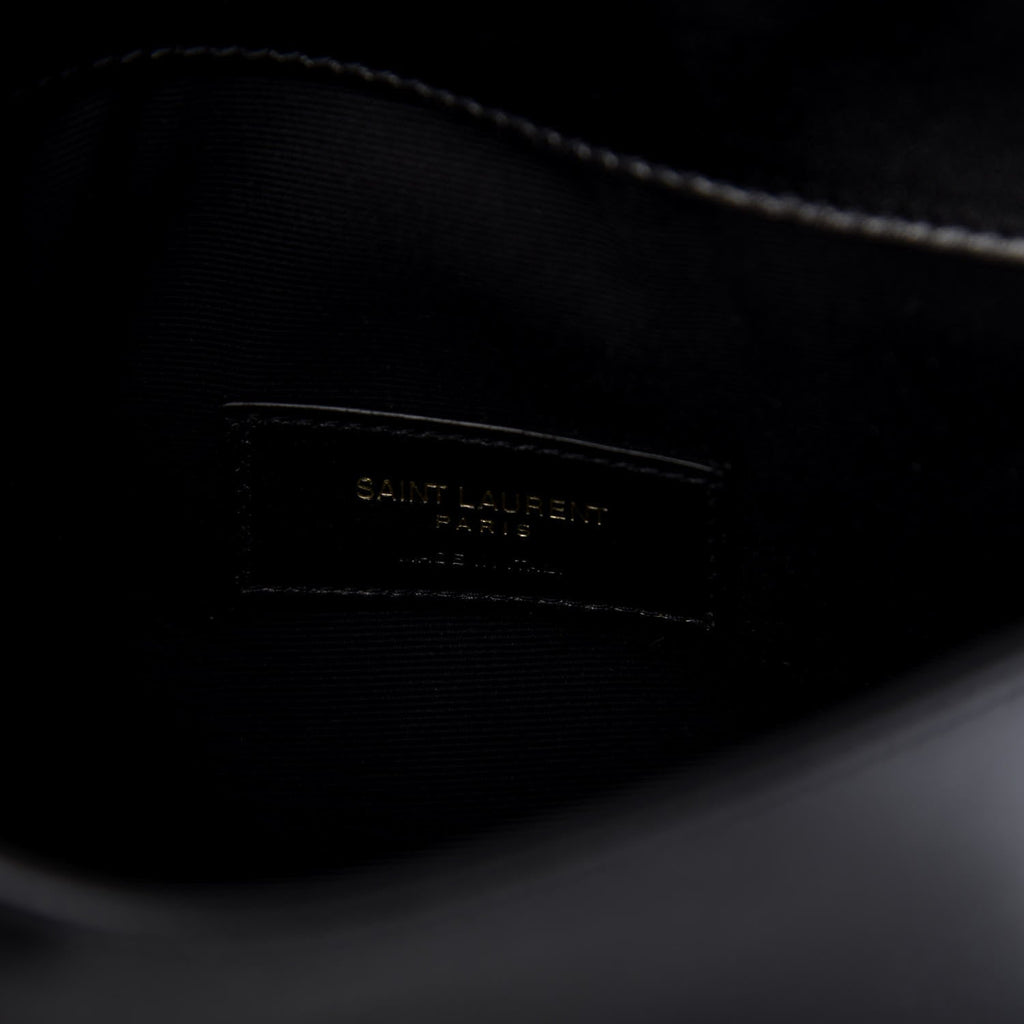 Saint Laurent Uptown Black Leather Shiny Monogram Small Pouch 565733