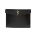 Saint Laurent Uptown Black Leather Shiny Monogram Small Pouch 565733