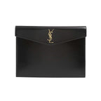 Saint Laurent Uptown Black Leather Shiny Monogram Small Pouch 565733