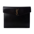 Saint Laurent Uptown Black Leather Shiny Monogram Small Pouch 565733