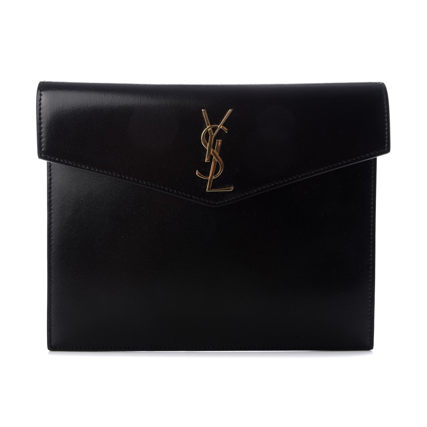 Saint Laurent Uptown Black Leather Shiny Monogram Small Pouch 565733