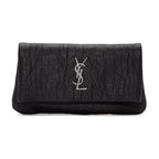 Saint Laurent West Hollywood Black Leather Croc Embossed Clutch 601313