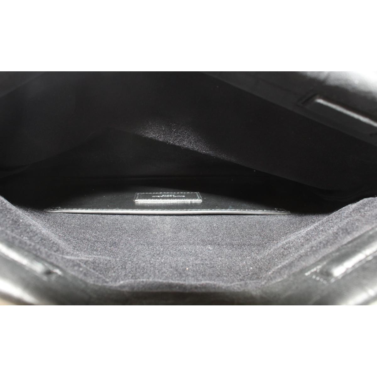 Saint Laurent West Hollywood Black Leather Croc Embossed Clutch 601313