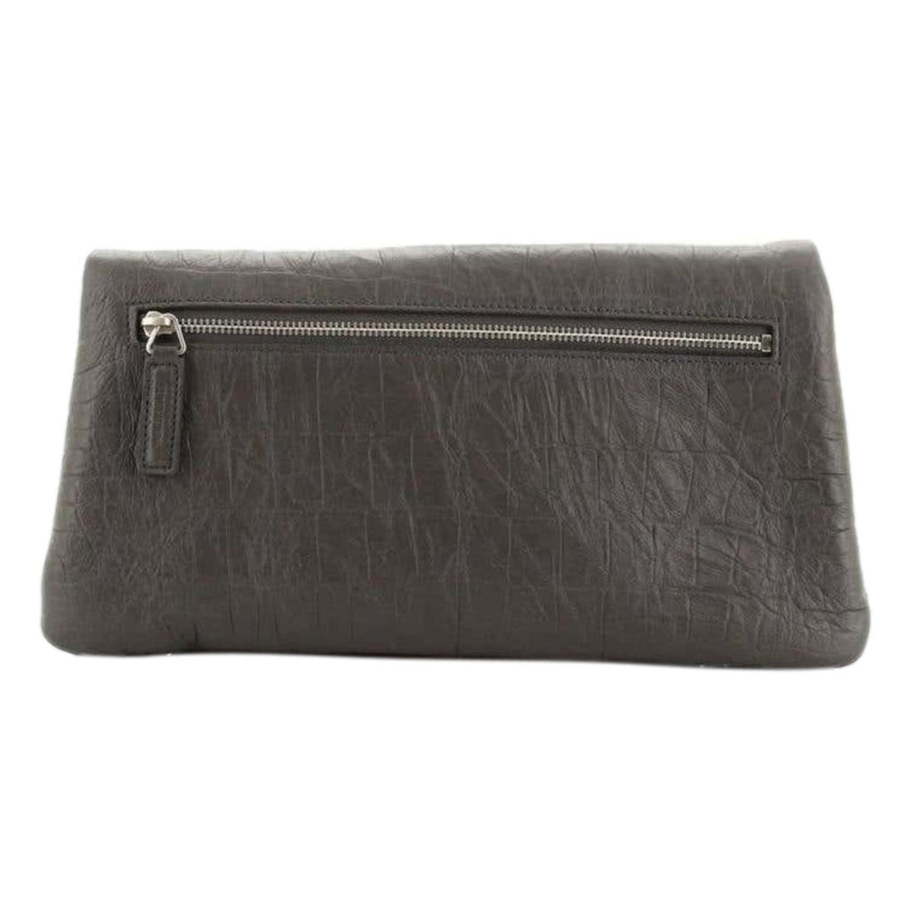 Saint Laurent West Hollywood Grey Leather Croc Embossed Clutch 601313