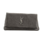 Saint Laurent West Hollywood Grey Leather Croc Embossed Clutch 601313