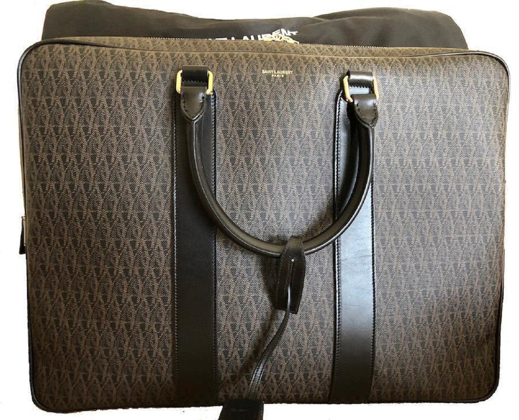 Saint Laurent Toile Classic Monogram 24 Hr Logo Briefcase Luggage 343690