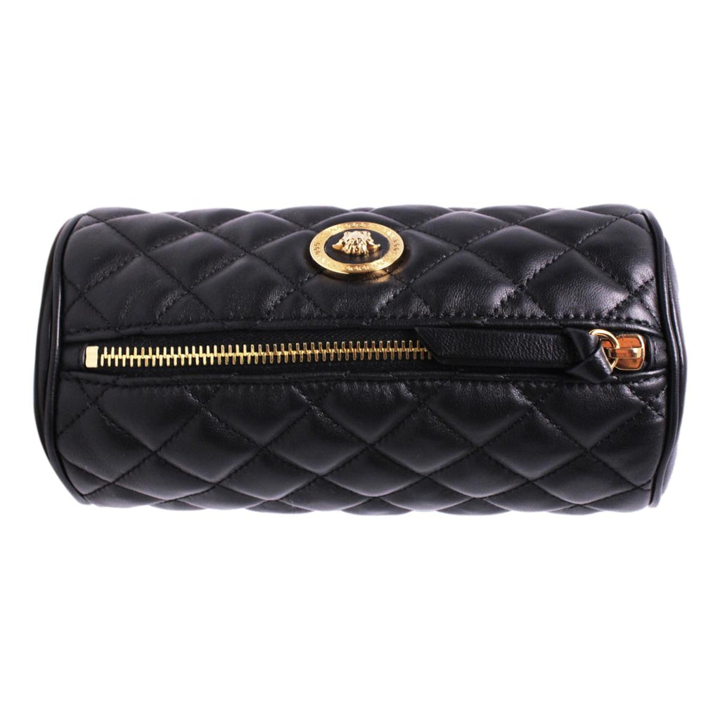 Versace Black Leather Medusa Quilted Cosmetic Bag DP8I171S