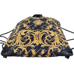 Versace Black Nylon Barocco Signature Print Drawstring Backpack 1002893