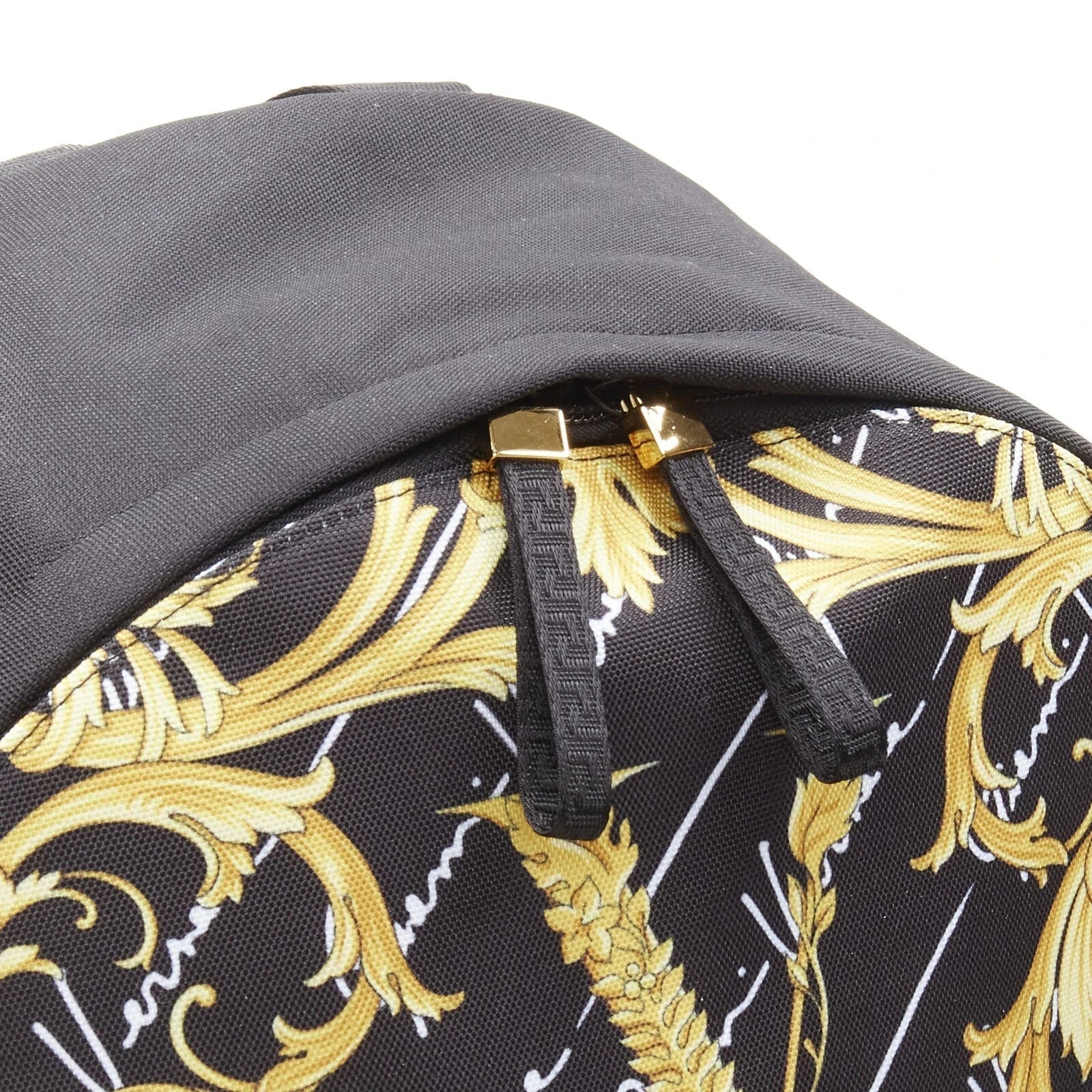 Versace Black Nylon Barocco Signature Print Zip Backpack 1002886