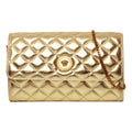 Versace Metallic Gold Leather Medusa Chain Wallet Bag DBSI159S