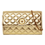 Versace Metallic Gold Leather Medusa Chain Wallet Bag DBSI159S