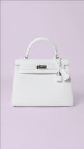 Hermes Special Order (HSS) Kelly Sellier 25 White Verso Epsom Palladium Hardware - For NA